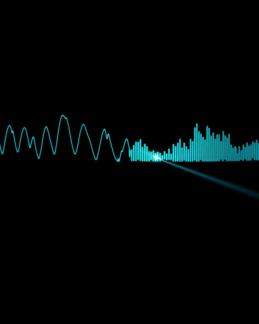 Oscilloscope waveform and frequency spectrum on a dark field